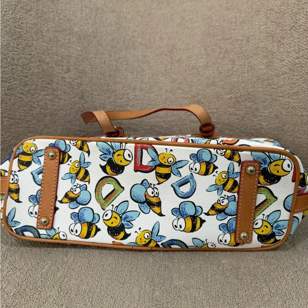 Dooney & Bourke White Bee Print Tote with Tan Trim - Picture 7 of 13